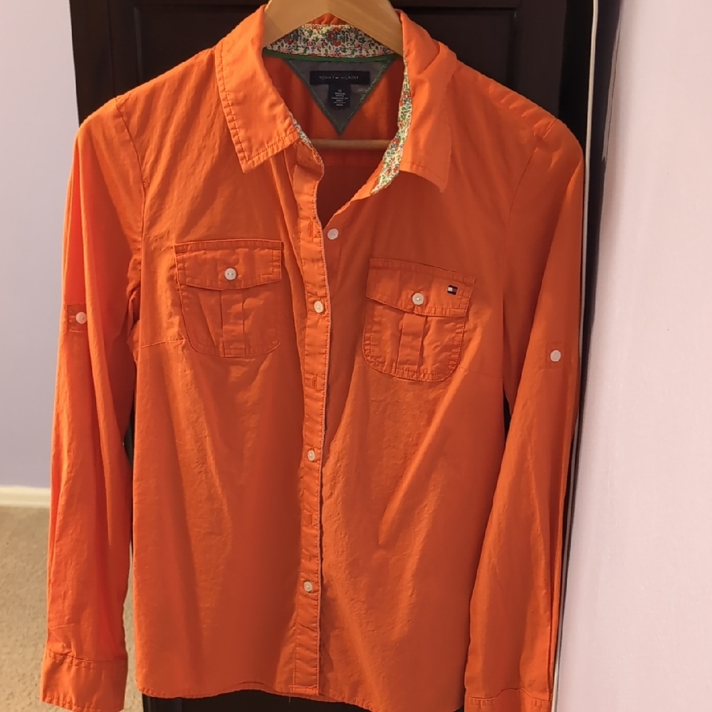 Tommy Hilfiger Bright Orange Casual Shirt